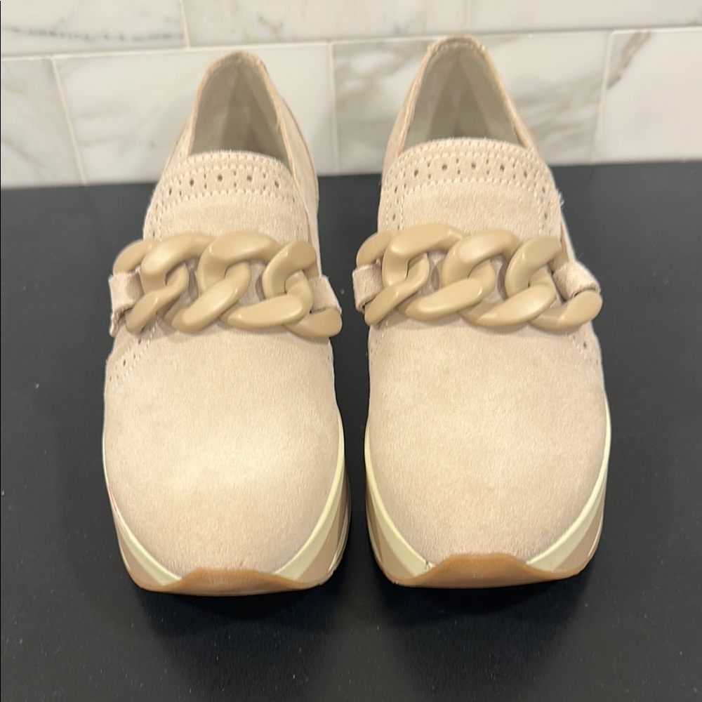 Dolce Vita Cream Loafers with Chain Detail